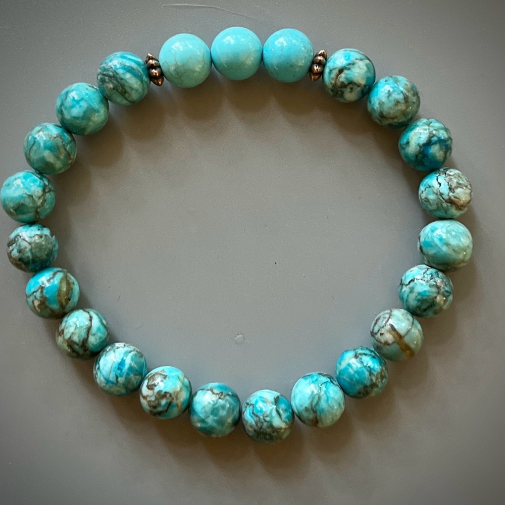 Sky Blue Crazy Lace Calcite Handmade Bead Bracelet - Picture 5 of 5